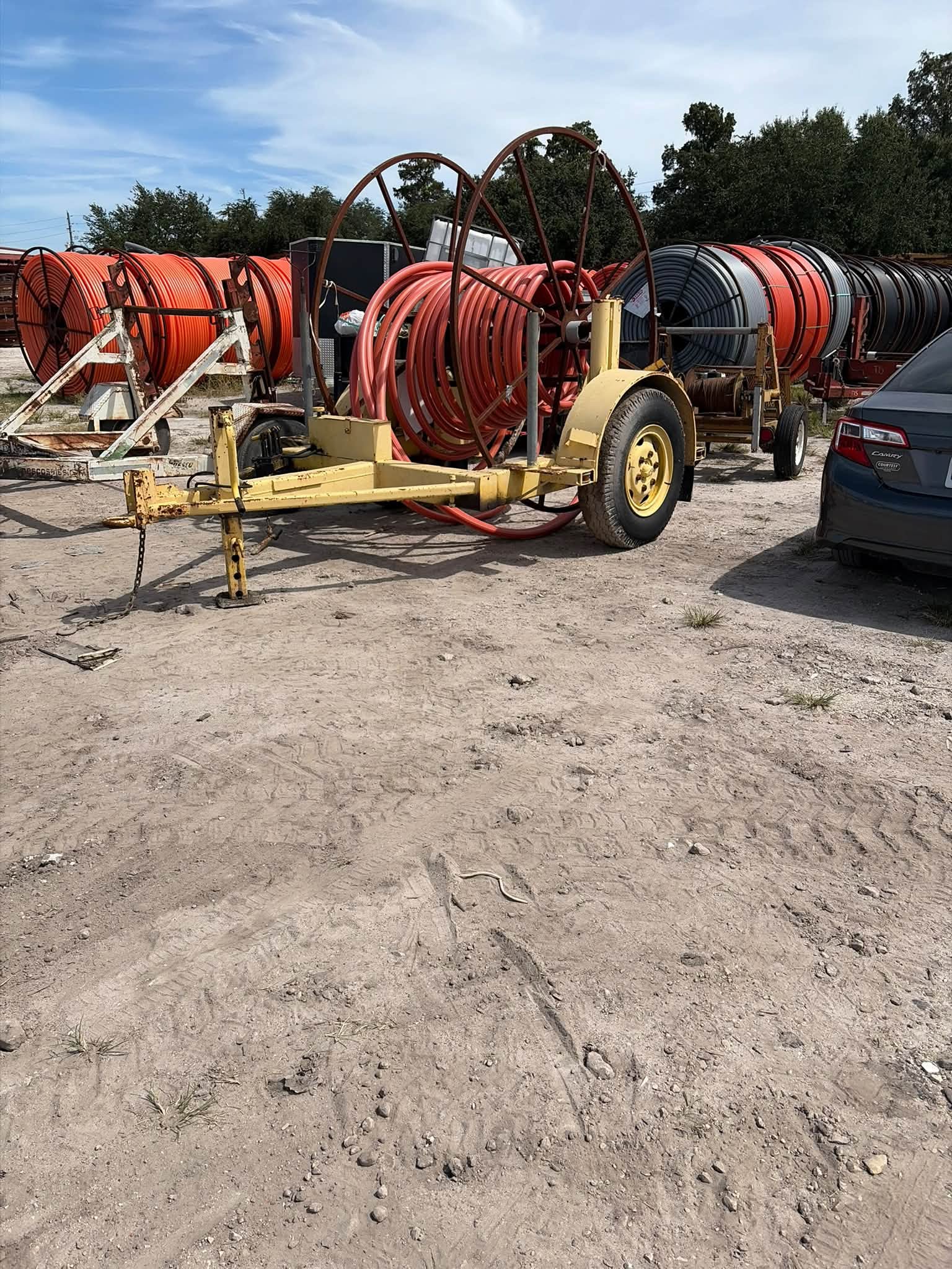 HDPE pipe reel on trailer